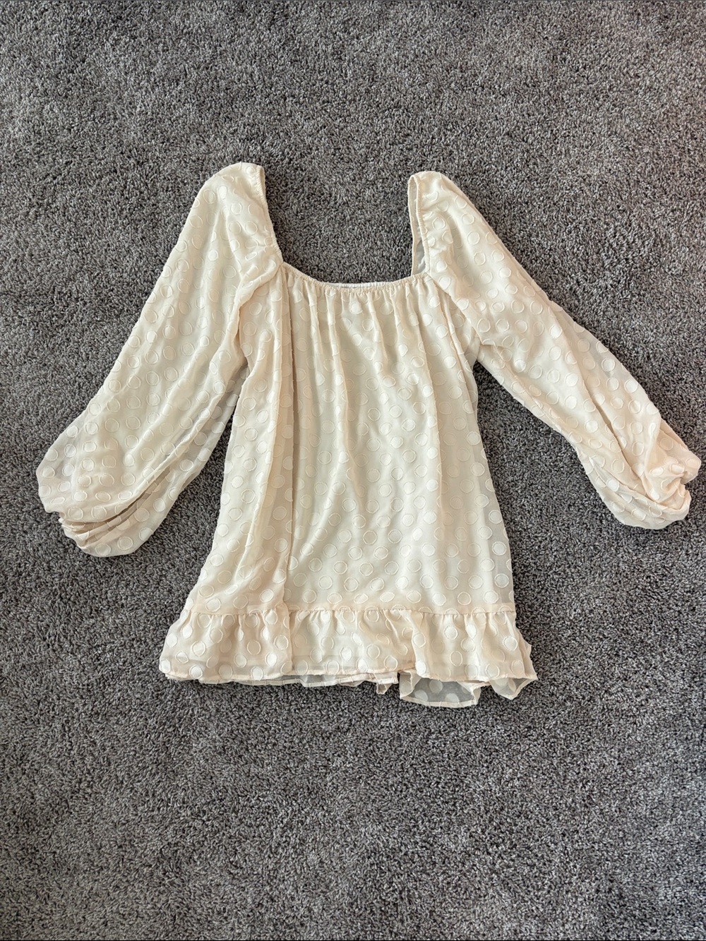 Show Me Your MuMu Cream Square-Neck Swiss Dot Mini Dress